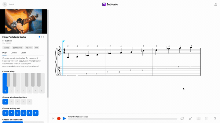 Subtonic browser-based music education demo