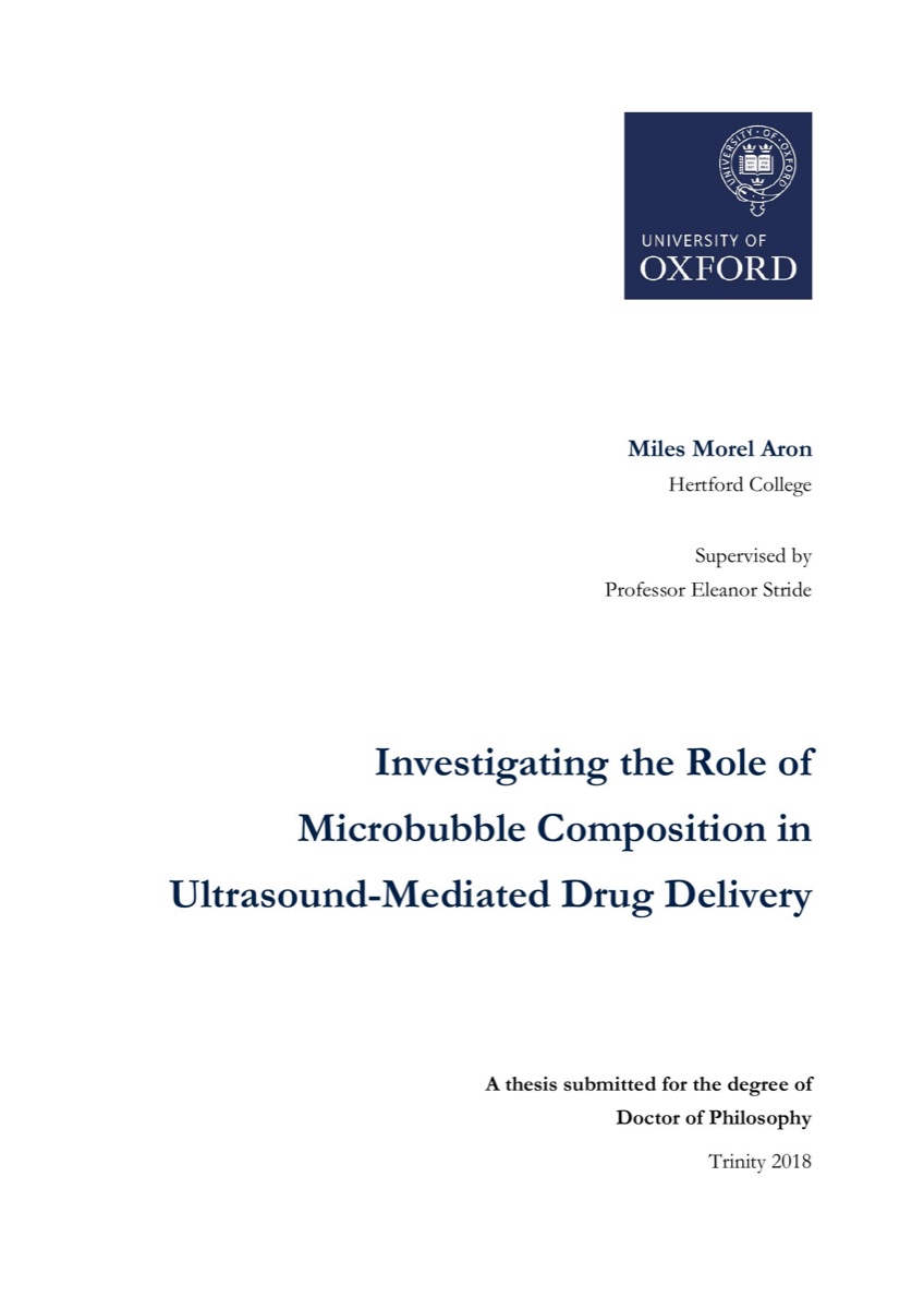 Title page of Miles Aron's DPhil thesis at the University of Oxford
